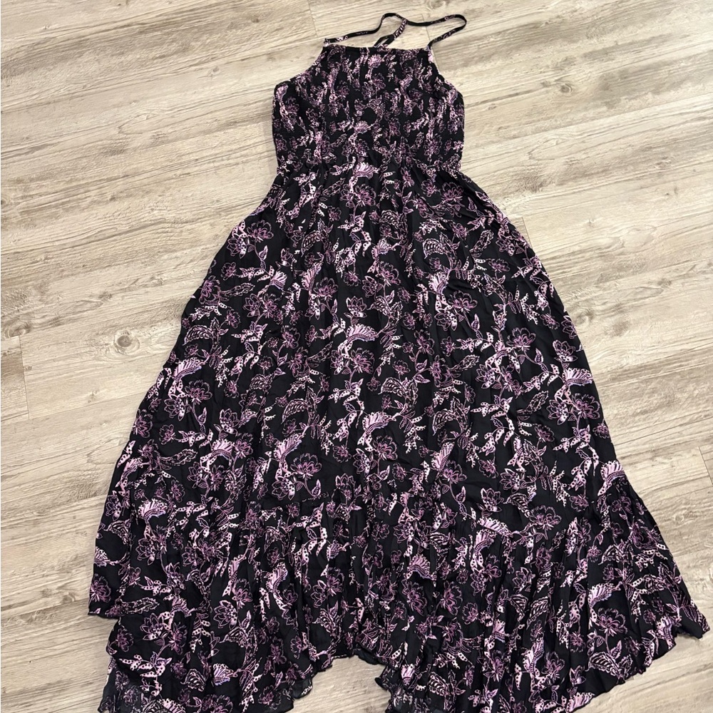 Free People Black and Pink Floral Maxi Dress